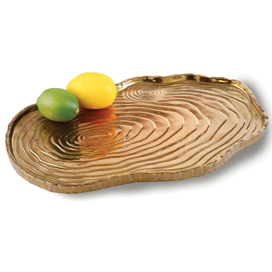 Titanium Porcelain Bark Tray 16 X 10 Gold