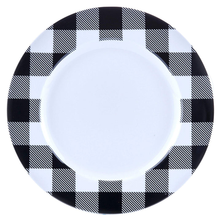 16pc Buffalo Plaid WhiteBlack 11 X 0'5 Black Stripe Modern Contemporary Round - Diamond Home USA