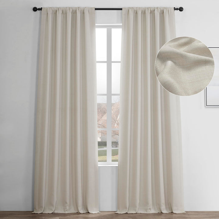 HPD Half Price Drapes Faux Linen Room Darkening Curtains - 120 Inches Long 50 x 120 - Birch