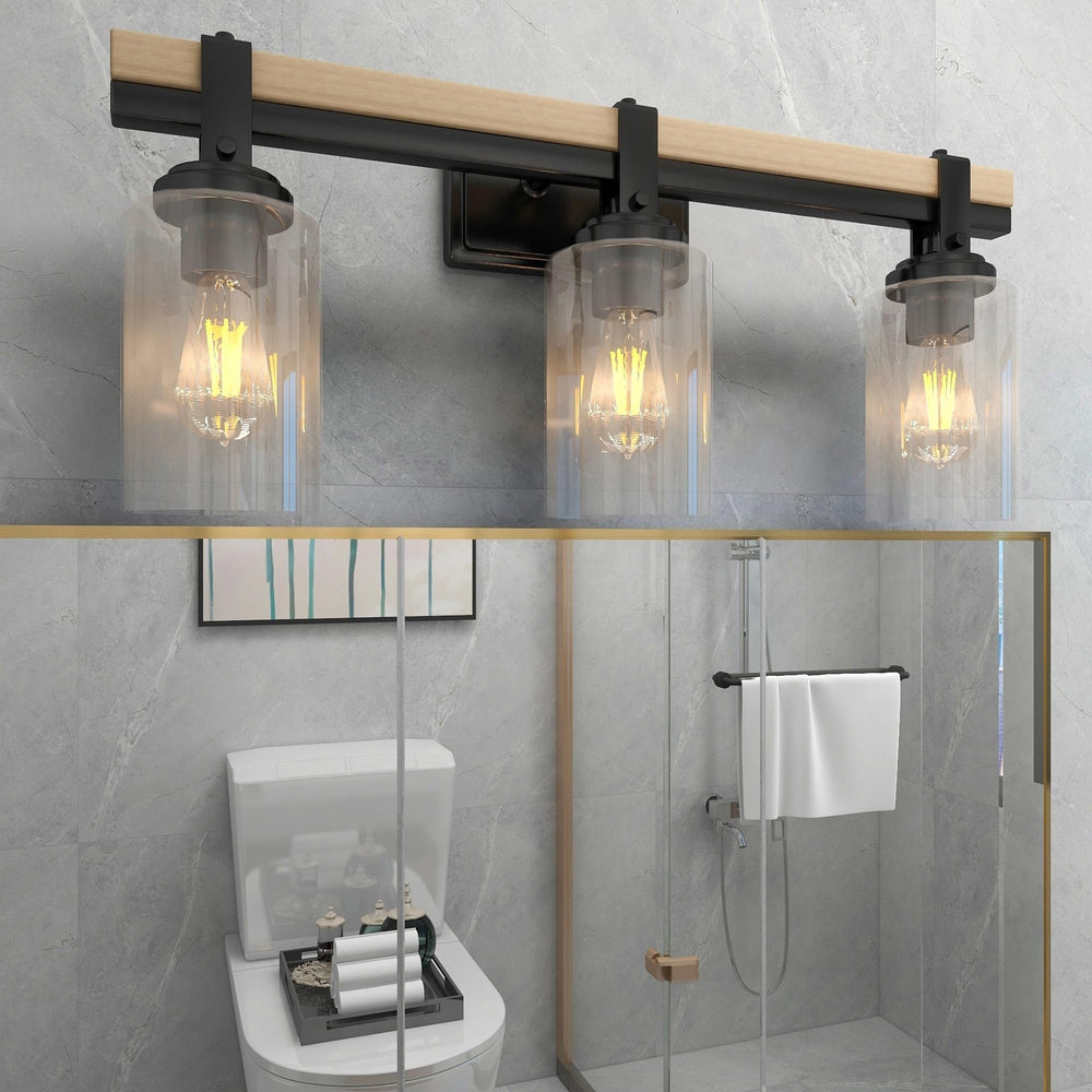 3-Light Bathroom Vanity Light 10.6"x22.46"x6.9" Black Modern Contemporary - Diamond Home USA