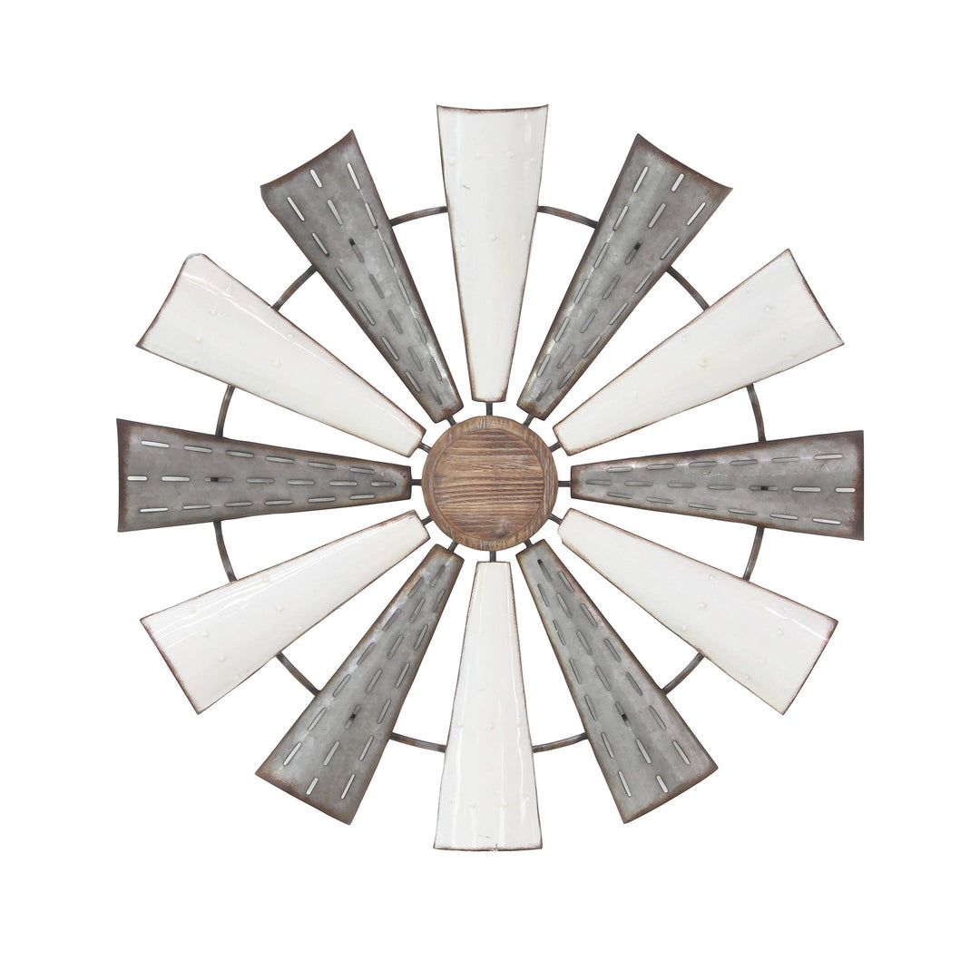 Industrial Pinwheel Iron Wall Decor White Rustic