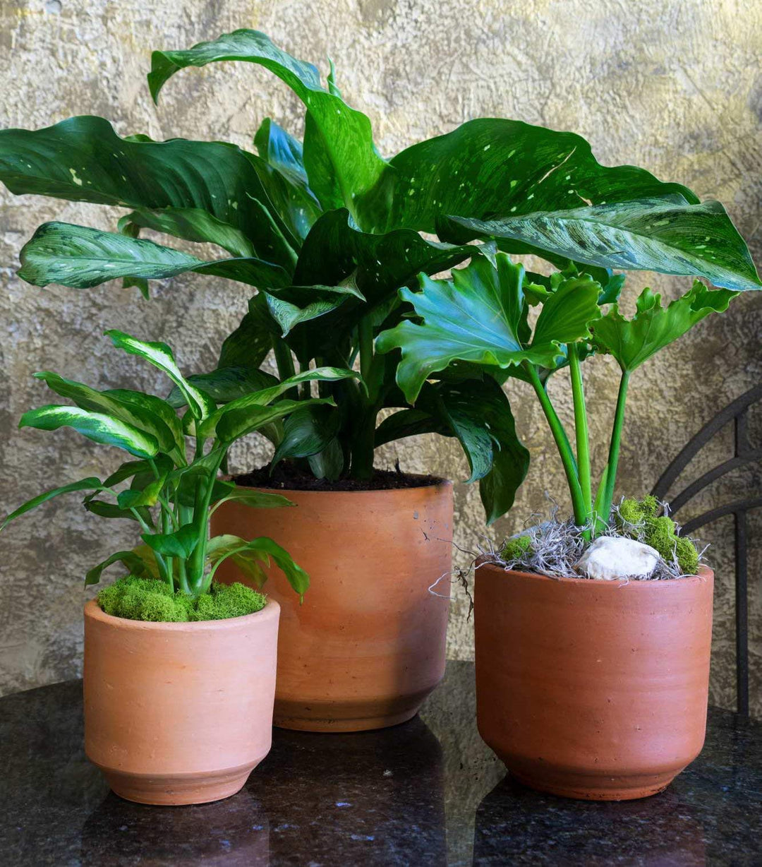 Terracotta Plant Pots - 3 Piece Cylinder Shaped Flowerpots - Handmade Planters