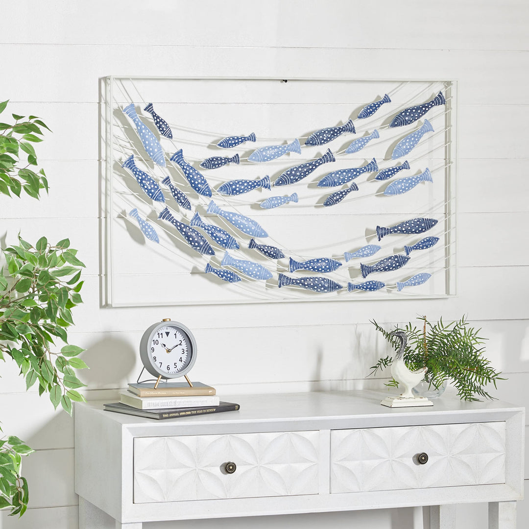 Blue Metal Coastal Wall 24 X 40 2 Lake House Iron