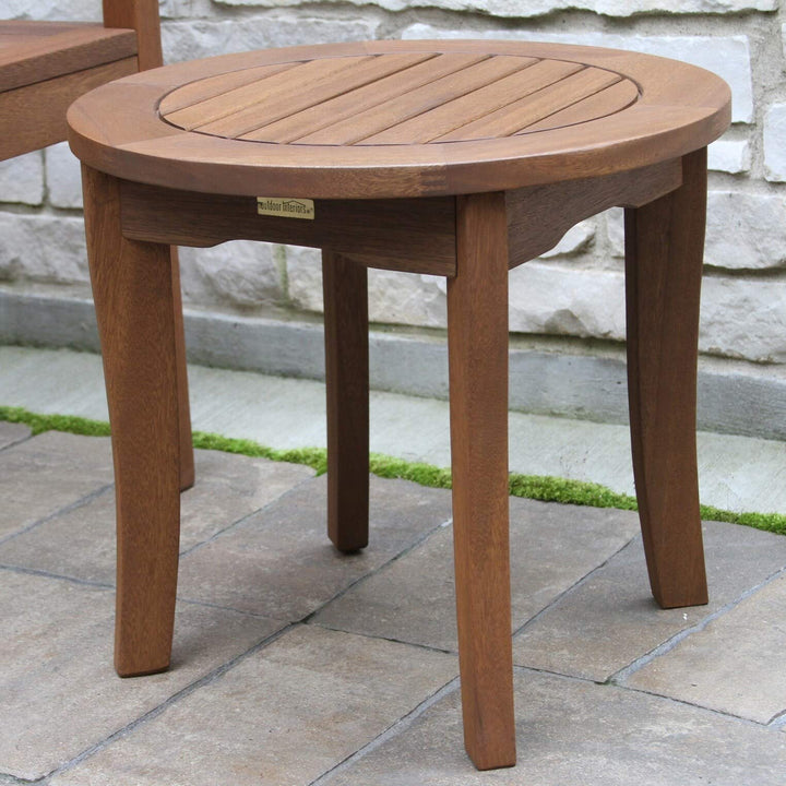 Round Eucalyptus End Table Brown Traditional Stained