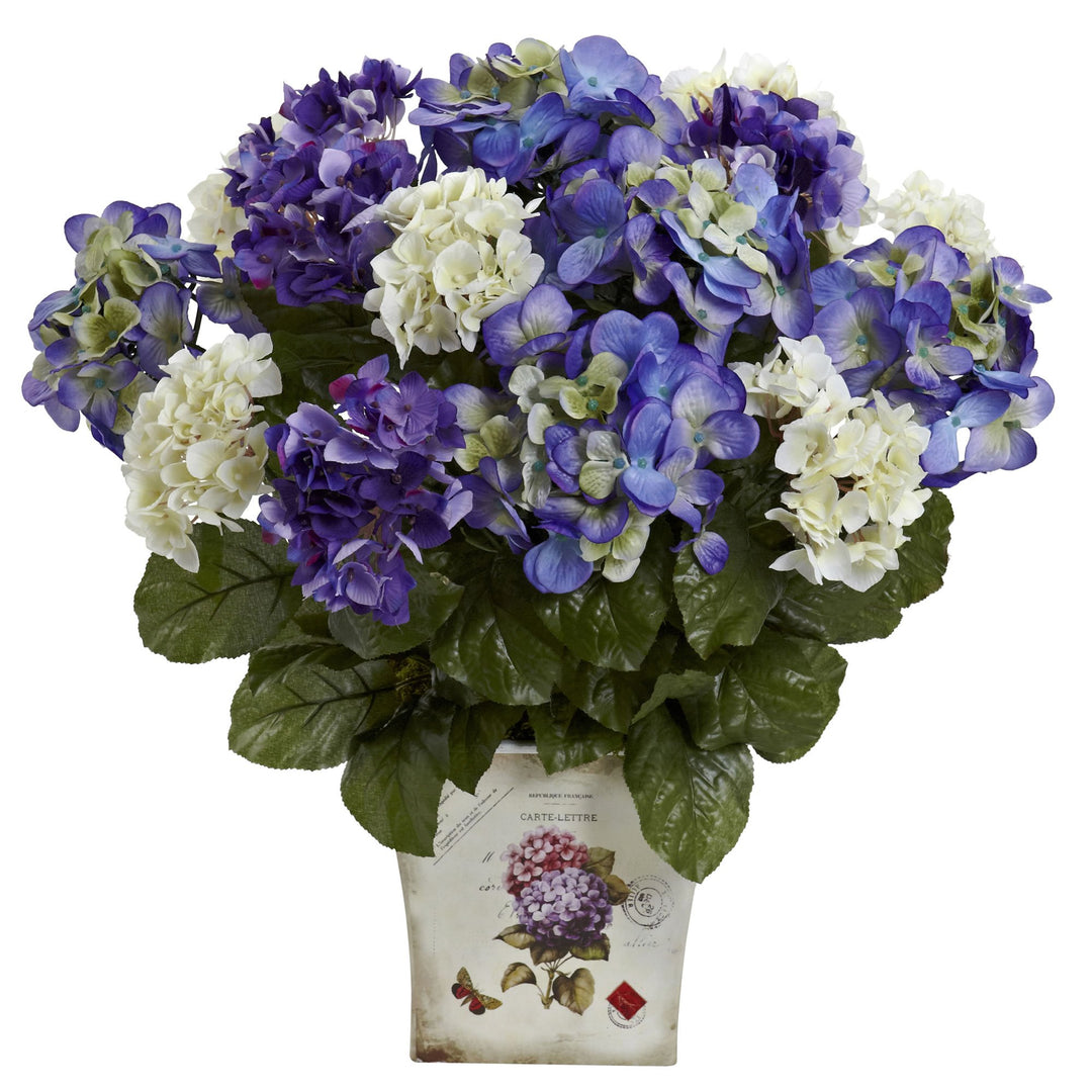 Nearly Natural Mixed Hydrangea with Floral Planter