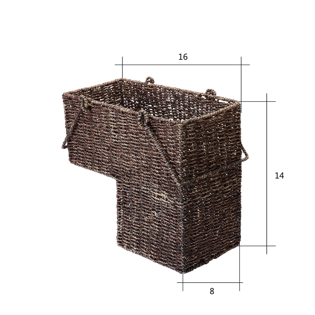 Villacera 14-Inch Wicker Stair Case Basket with Handles|Handmade Woven