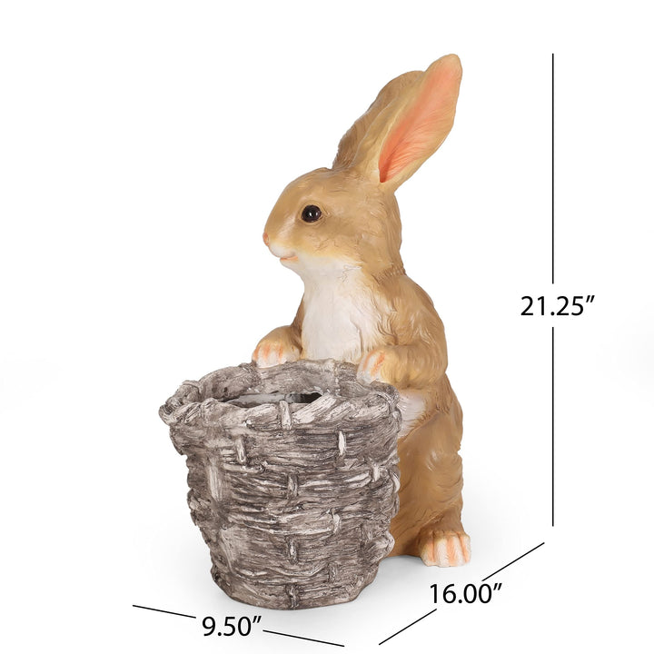 Outdoor Cast Stone Decorative Rabbit Planter White Modern temporary Round