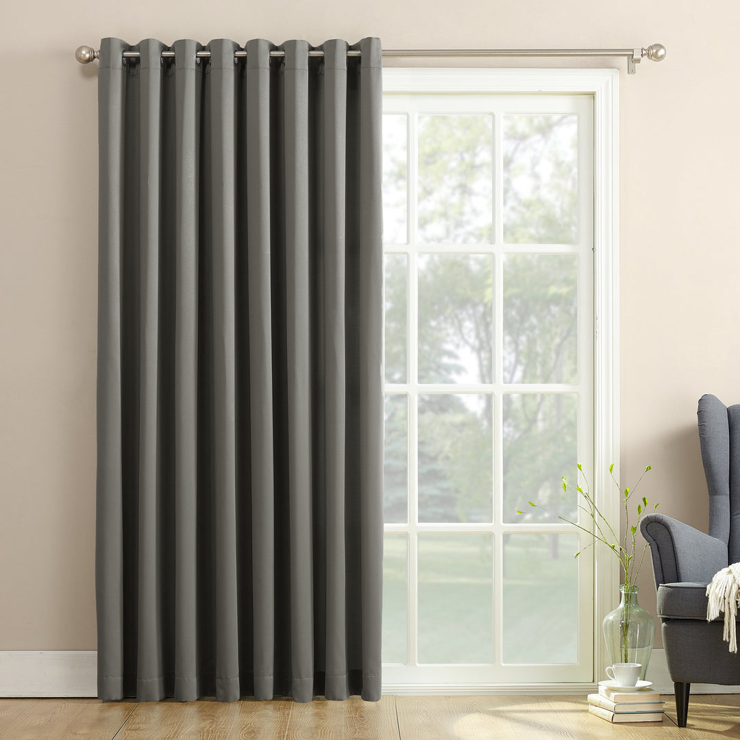 Sun Zero Barrow Energy Efficient Grommet Sliding Patio Door Curtain Panel 100" x 100 x 84 - Steel