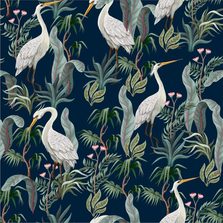 uniQstiQ Heron and Leaves Wallpaper Peel-and-Stick 25" W x 225" H