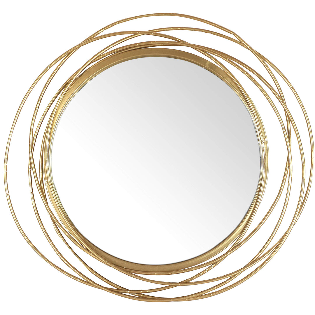 20" Dia Gold Round Wall Mirror Modern Metal Circle Wire Rings Accent Diameter