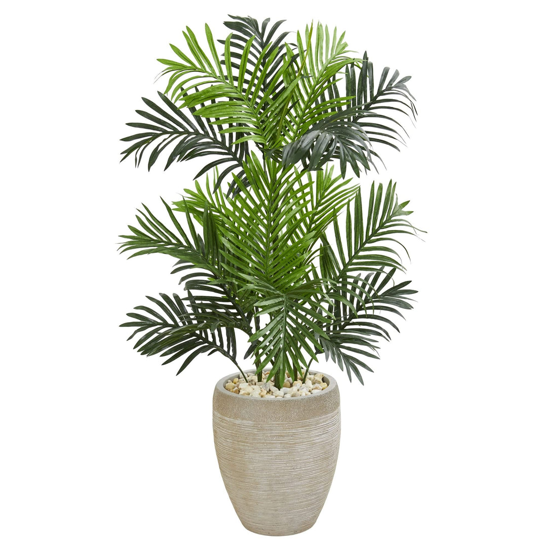 Paradise Palm Artificial Tree in Sand Colored Planter Beige