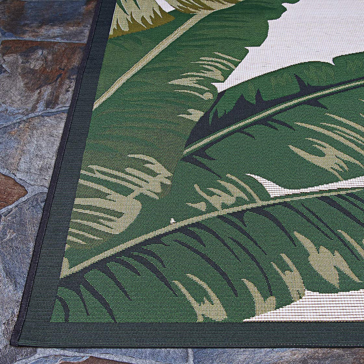 Couristan Palm Lily Runner rug 2'3" x 7'10" Hunter Green/Ivory