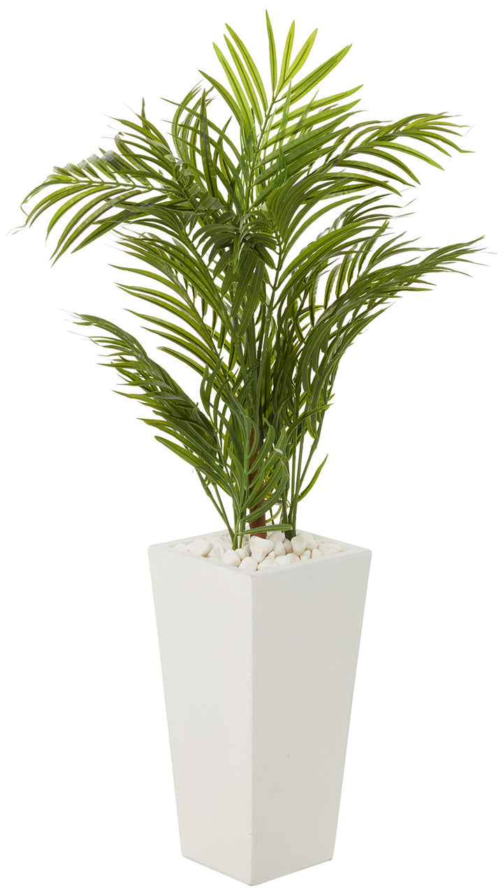 Nearly Natural 39in. Areca Artificial Palm in White Square Planter