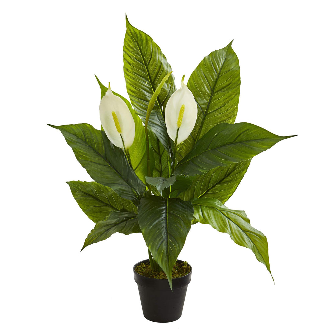 Nearly Natural 26” Spathiphyllum Artificial (Real Touch) Silk Plants Green