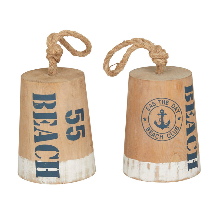 Brown Wood Nautical Buoy Sculpture (Set of 2) S/2 6" w 11" h