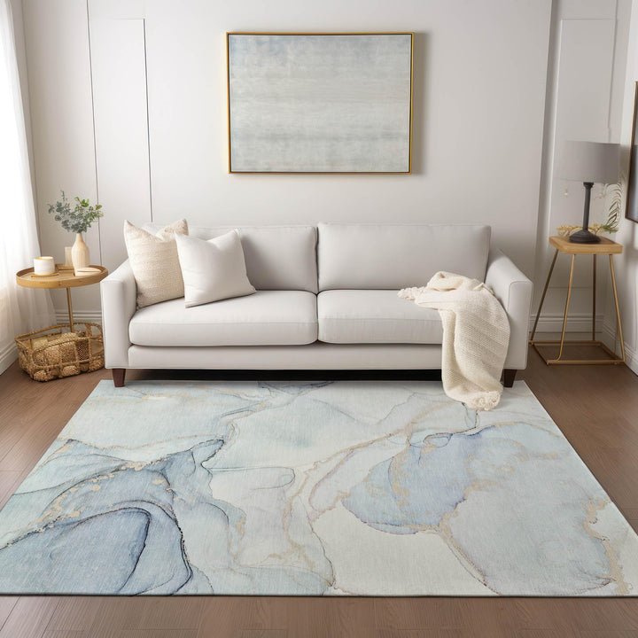 Machine Washable Indoor/ Outdoor Abstract Chantille Rug