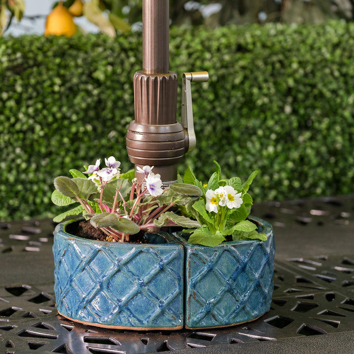 Alfresco Home Cobblestone Umbrella Planter atlantis blue