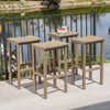 Christopher Knight Home Caribbean Outdoor 30" Acacia Wood Barstools 4-Pcs Set Grey Finish