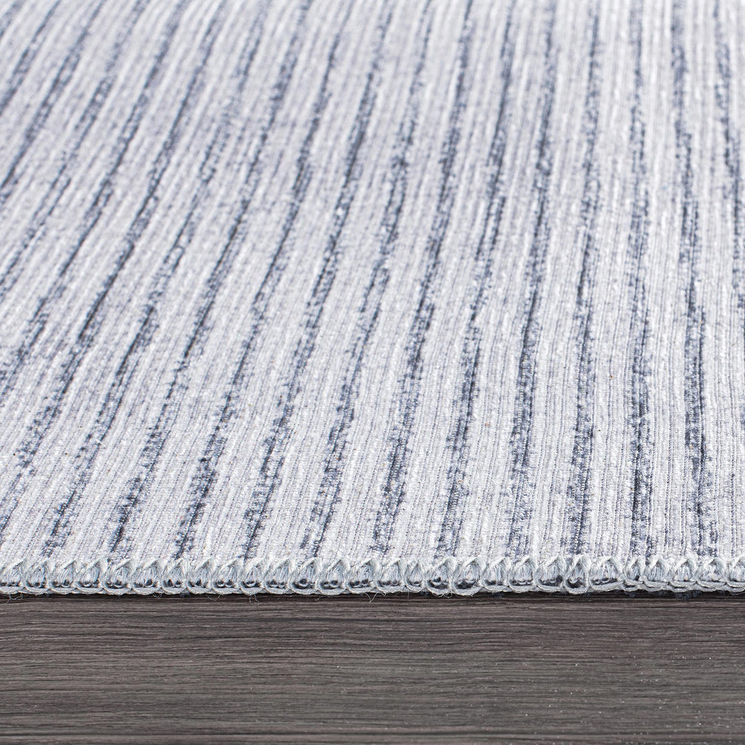 Contemporary Distressed Stripe Machine Washable Area Rug