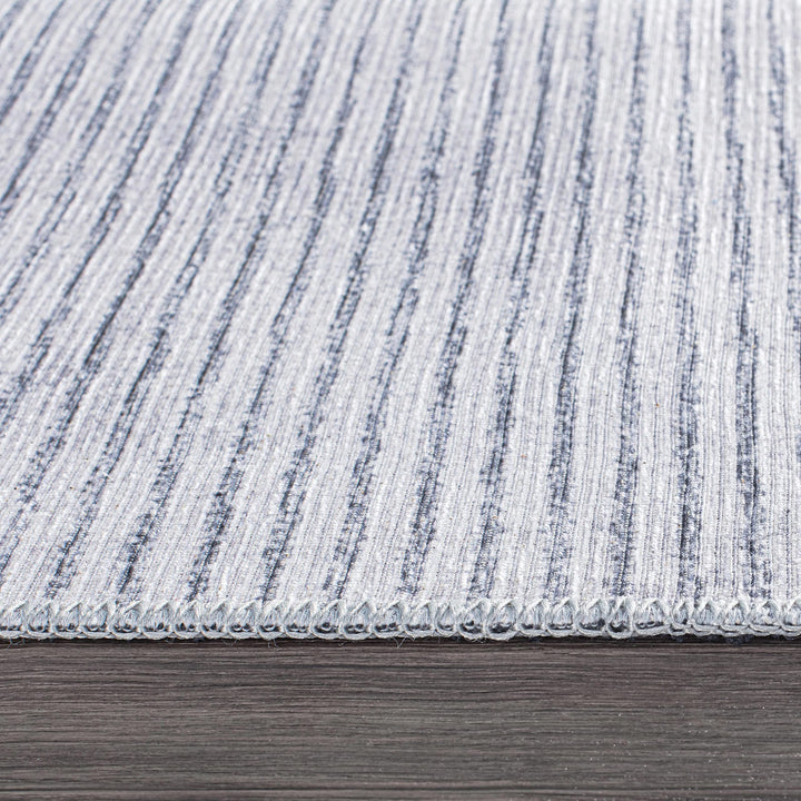 Contemporary Distressed Stripe Machine Washable Area Rug