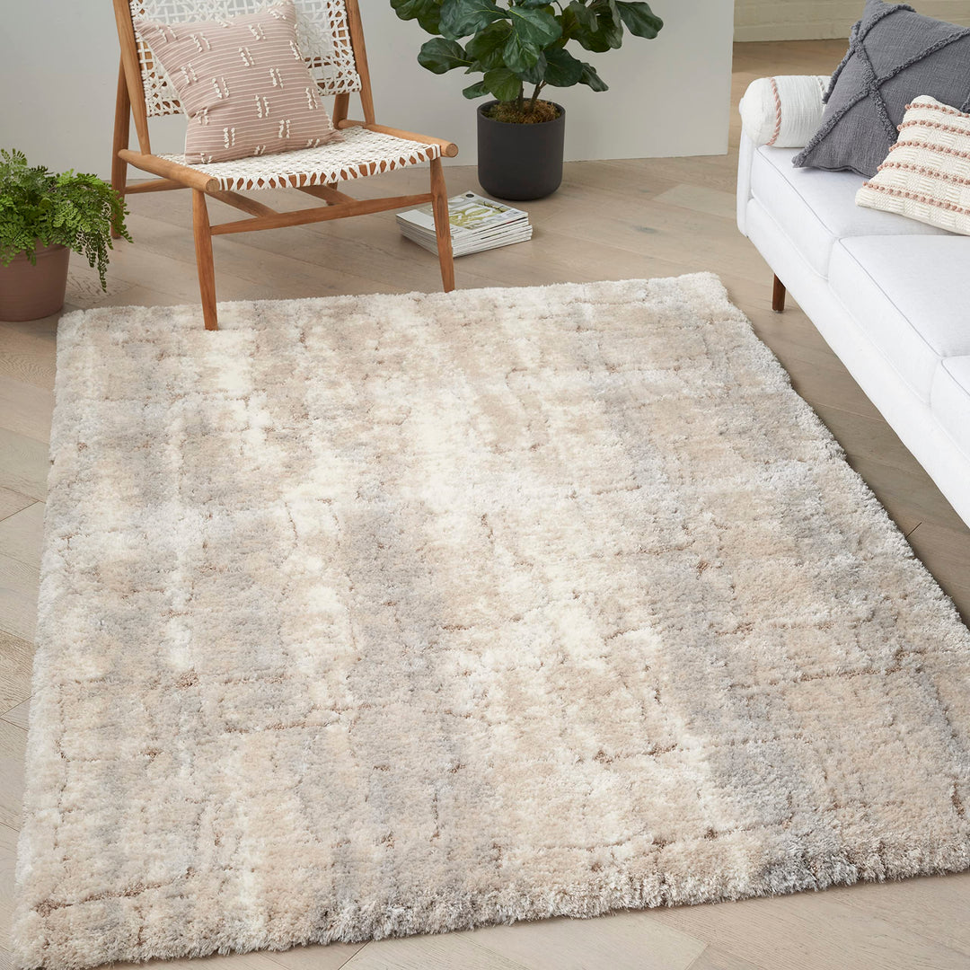 Nourison Luxurious Shag Modern & Contemporary Ivory Beige 5'3" x 7'3" Area-Rug 5'3" x 7'3" - Ivory Beige