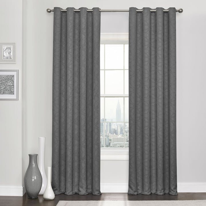 Eclipse Blackout Curtains for Bedroom - Kingston 52" x 95" Insulated Darkening 95 Inches - Smoke