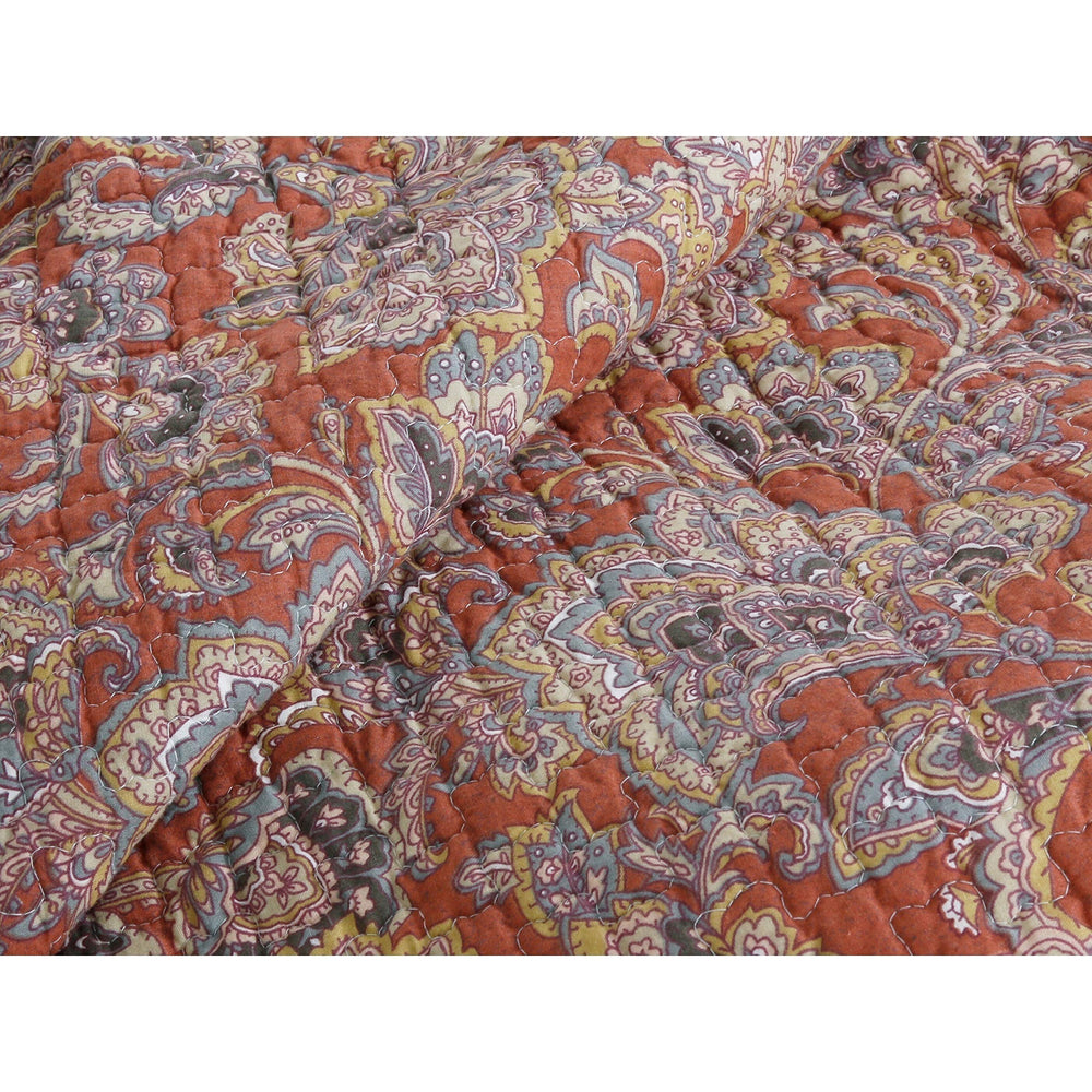 Paisley 3-Piece Quilt Set - Floral Striped Cottage Country