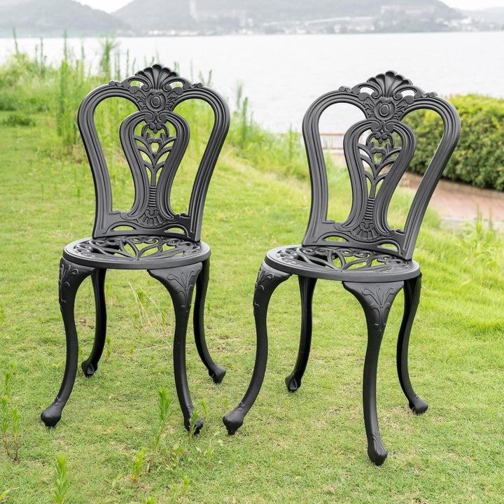 Outdoor 2-Piece Patio Chair Set Cast Black with Gold Speckles