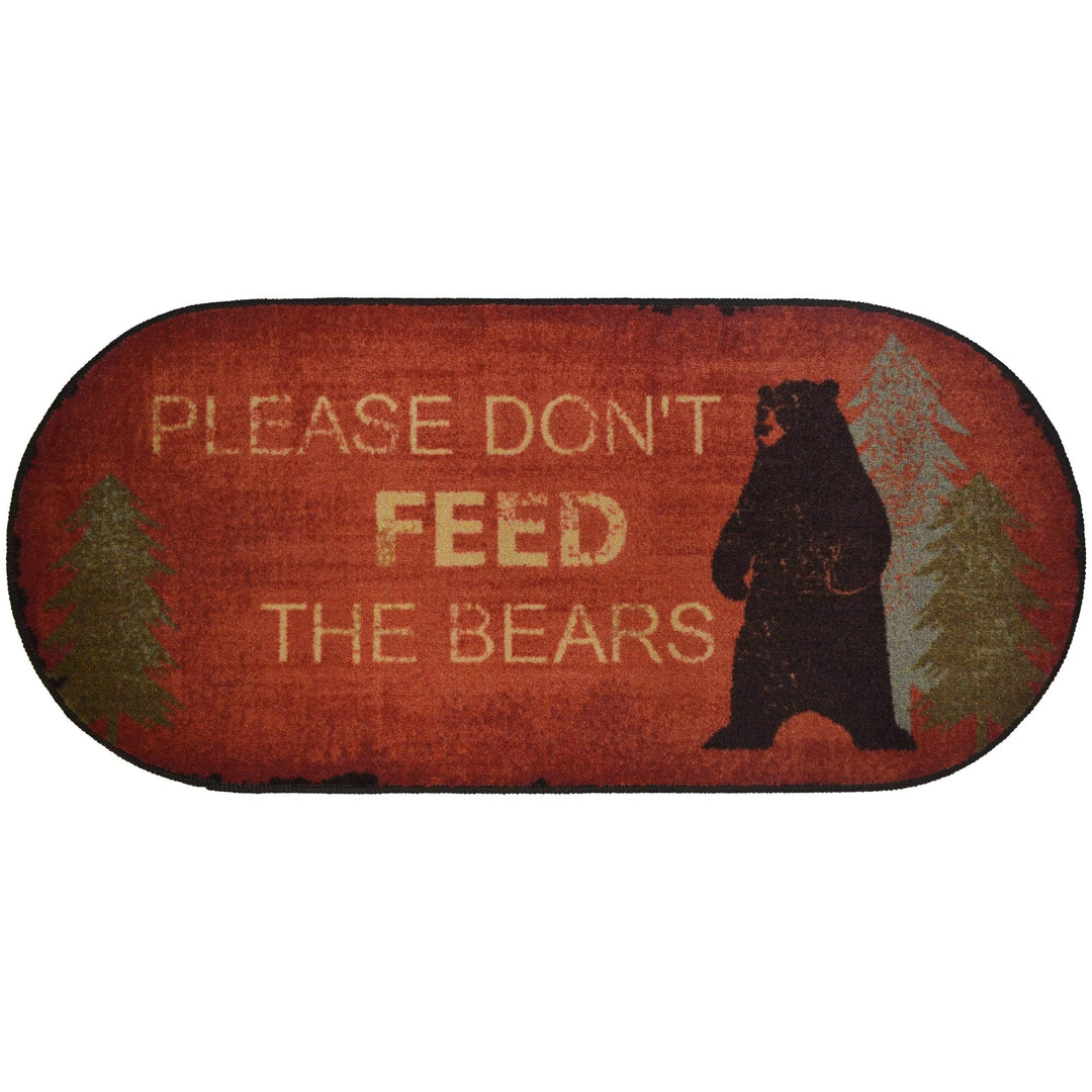 Don't Feed The Bears Accent Rug 20"x44" Oval - 1'8" X 3'8" Red Nature Lodge