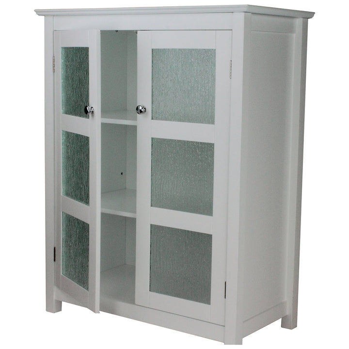 Elegant Home Fashions Rain Collection Floor Cabinet with 2 Glass Door White