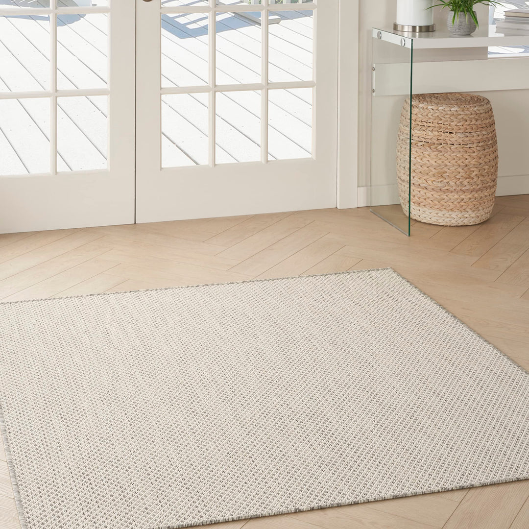 Nourison Courtyard Indoor/Outdoor Ivory/Silver 5' x Square Area Rug Easy 5' x Square - Ivory/Silver