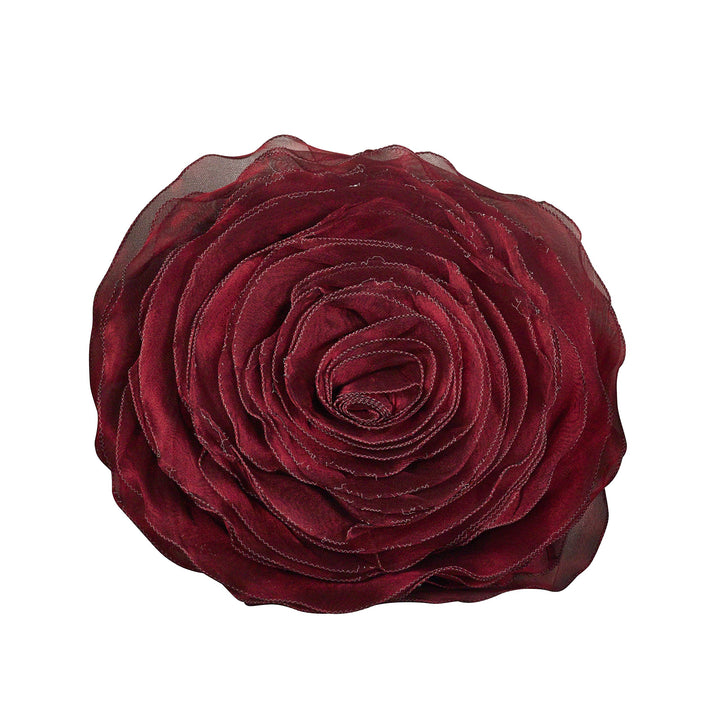 SARO LIFESTYLE Rose Design Throw Pillow Burgundy 16" Burgundy - 16"x16"