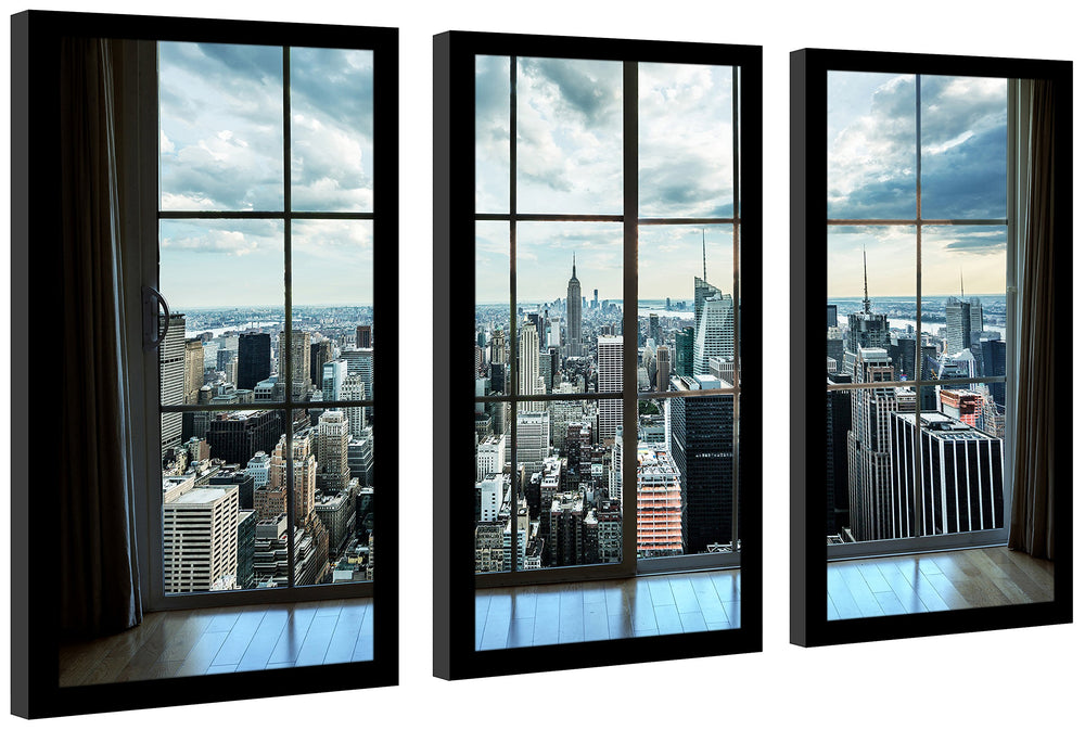 Picture Perfect International New York Window Framed Plexiglass Art Set of 3