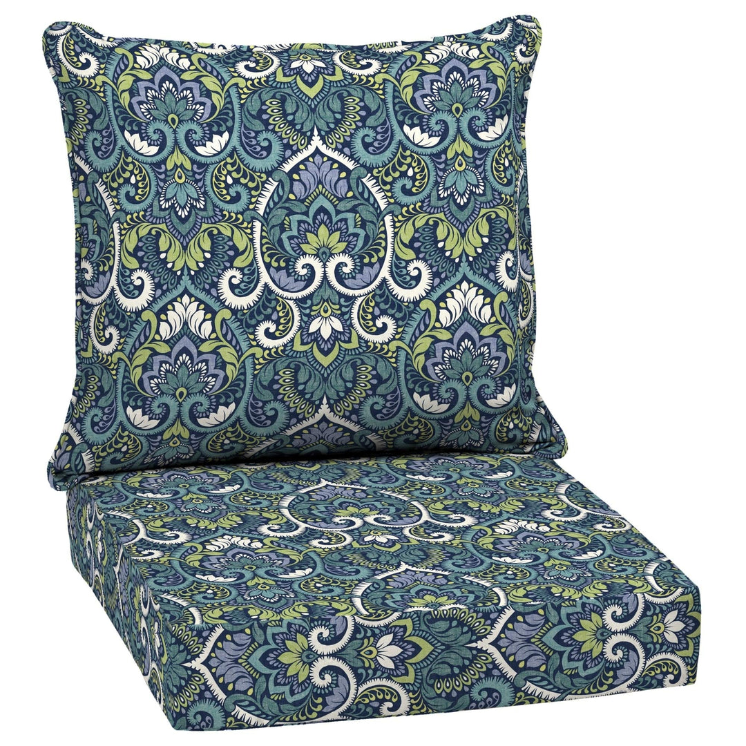 Sapphire Damask Outdoor Deep Seat Set Blue Bohemian Eclectic Polyester Uv