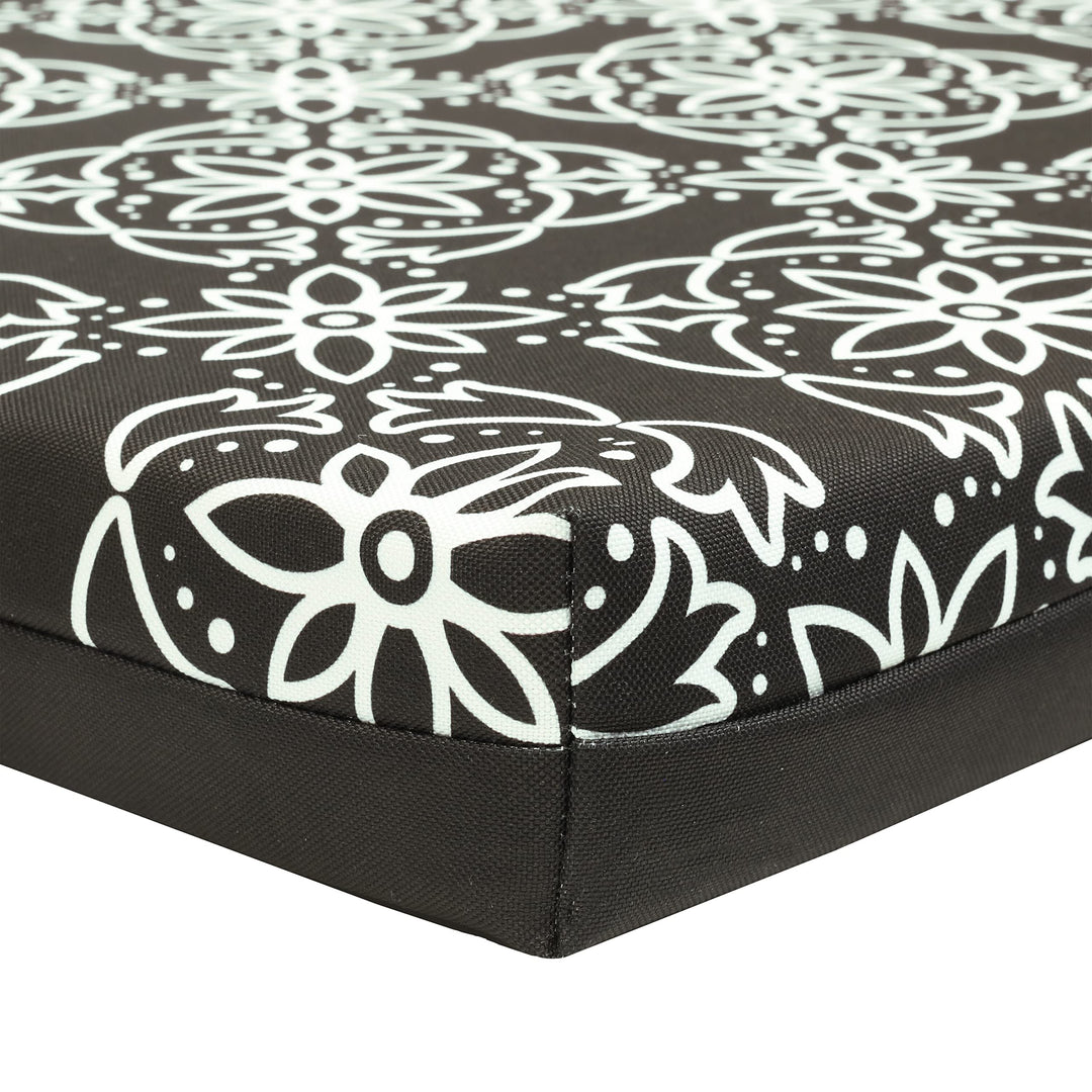 Outdoor Medallion Print Bench Seat Cushion 48 X 18 in Black 48" 18" Geometric