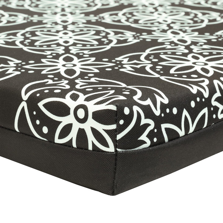 Outdoor Medallion Print Bench Seat Cushion 48 X 18 in Black 48" 18" Geometric