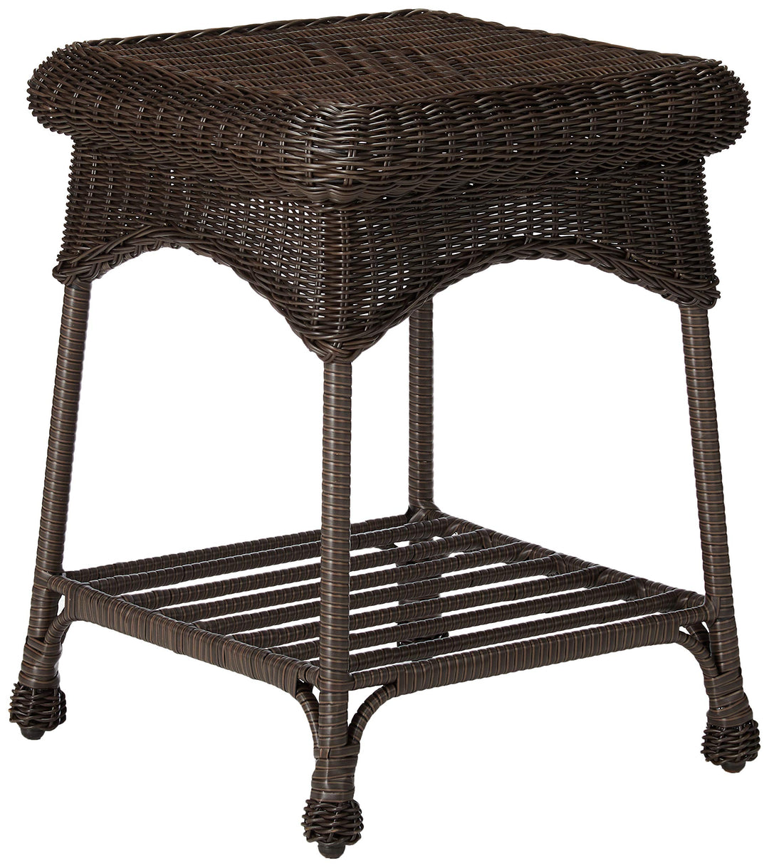 Outdoor Espresso Wicker Patio Furniture End Table