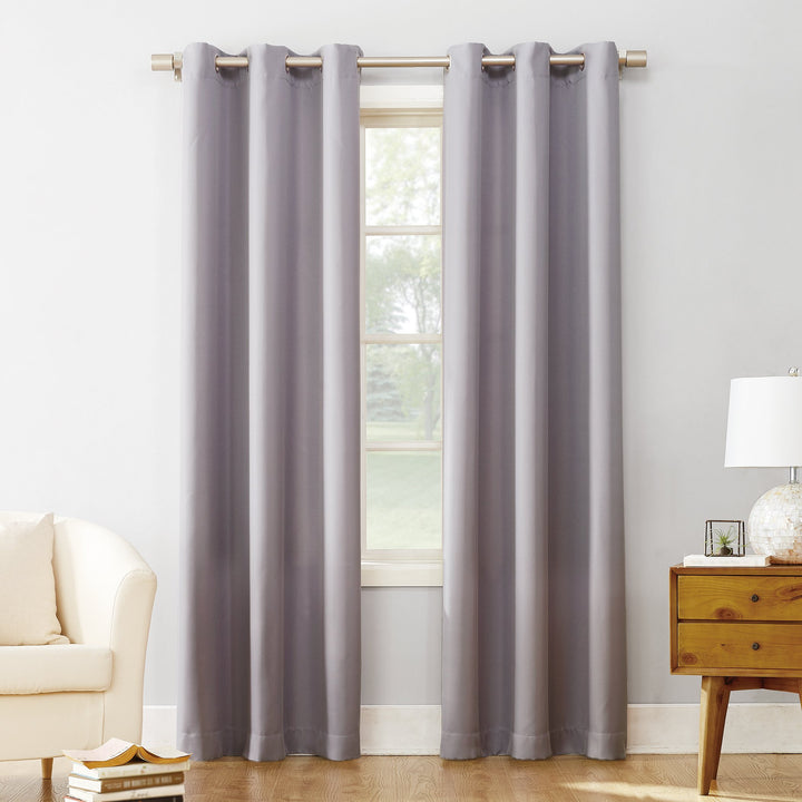 No. 918 53485 Montego Casual Textured Grommet Curtain Panel 48" x 63" Lilac 48 x 63 - Grey