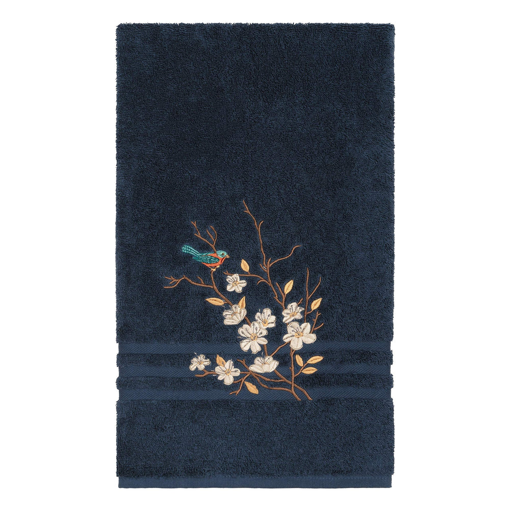 Authentic Hotel and Spa Turkish Cotton Blue Bird Embroidered Midnight Blue - Diamond Home USA