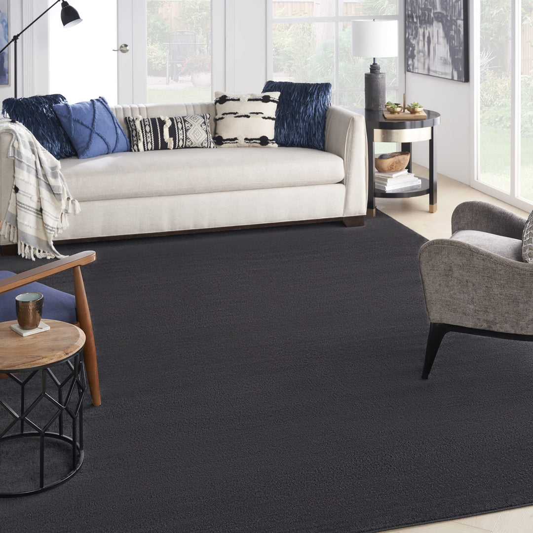 Nourison Essentials Indoor/Outdoor Black 12' x 15' Area Rug Easy Cleaning Non 12' x 15' - Black