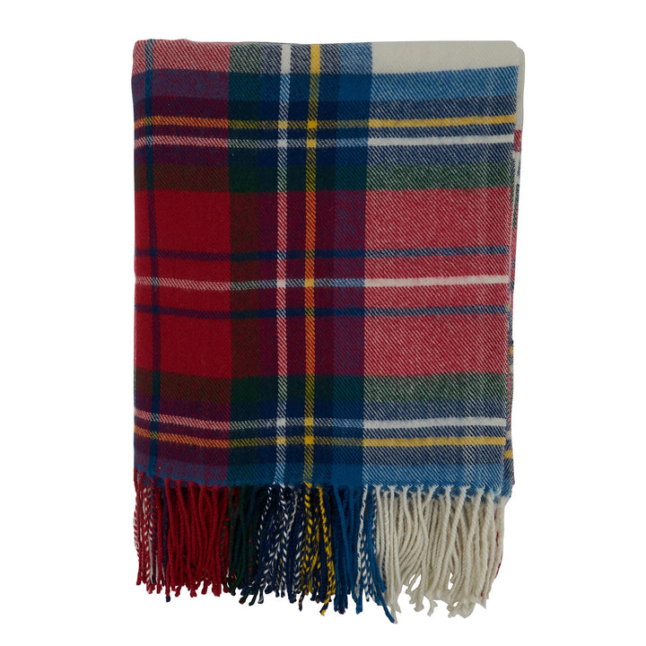 Casual Throw Blanket with Plaid Design Red Country Acrylic