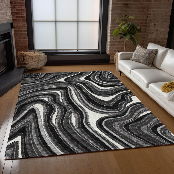 Machine Washable Indoor/ Outdoor Chantille Contemporary Abstract Rug