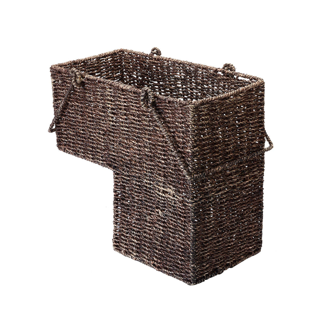 Villacera 14-Inch Wicker Stair Case Basket with Handles|Handmade Woven