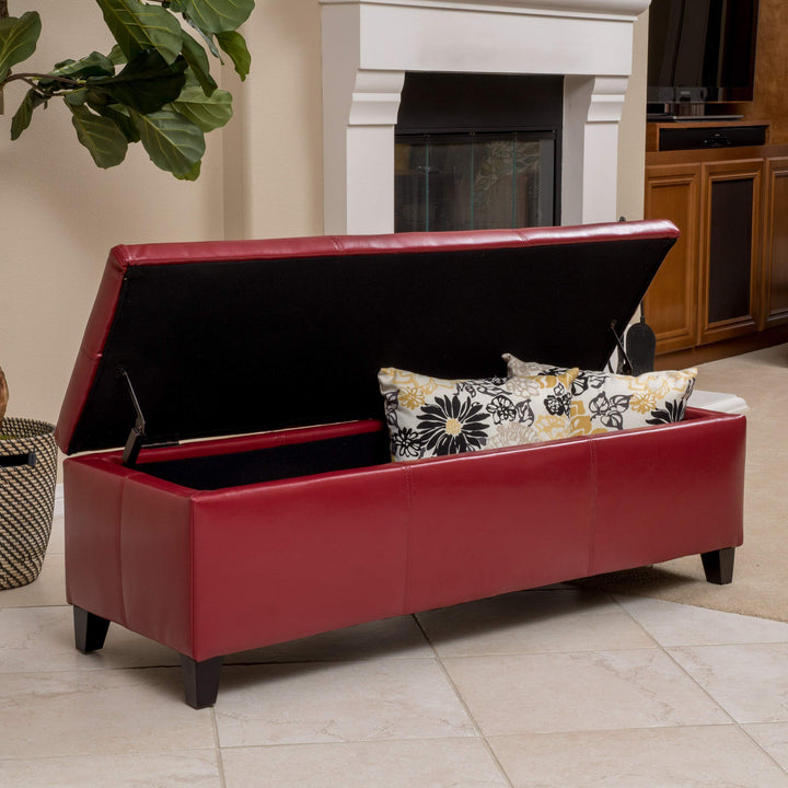 Christopher Knight Home Glouster PU Storage Ottoman Red 17. 50D x 51. 25W x .