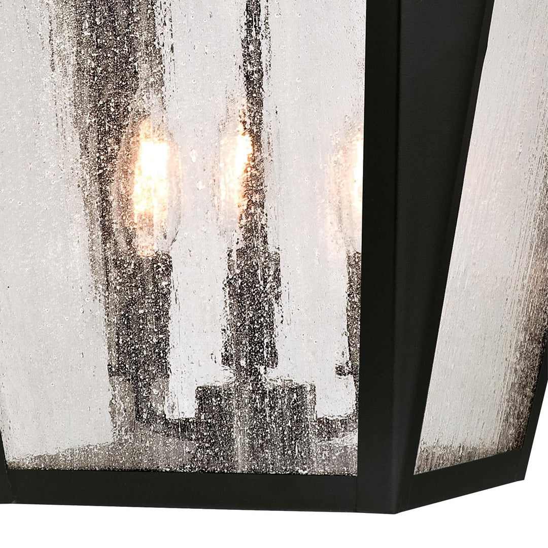 Three-light Outdoor Matte Black Finish with Washed Copper Accents and Clear