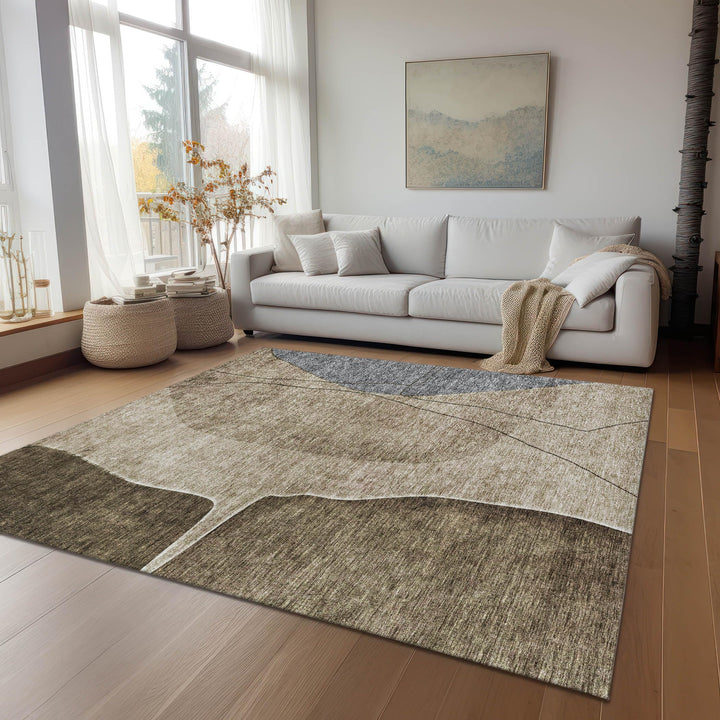 Machine Washable Indoor/ Outdoor Chantille Modern Abstract Rug