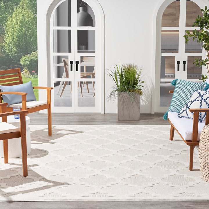 Nourison Easy Care Moroccan Area Rug 8' x 10' Ivory/White Rectangular 0.25" 8' x 10' - Ivory/White