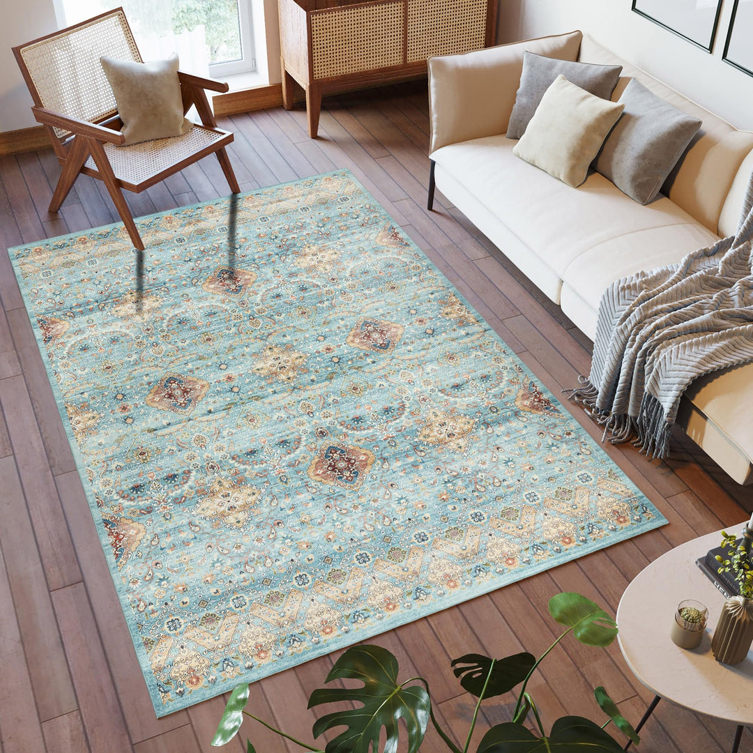 Gertmenian ed Indoor Boho Area Rug - Non Slip Ultra Thin Super Strong