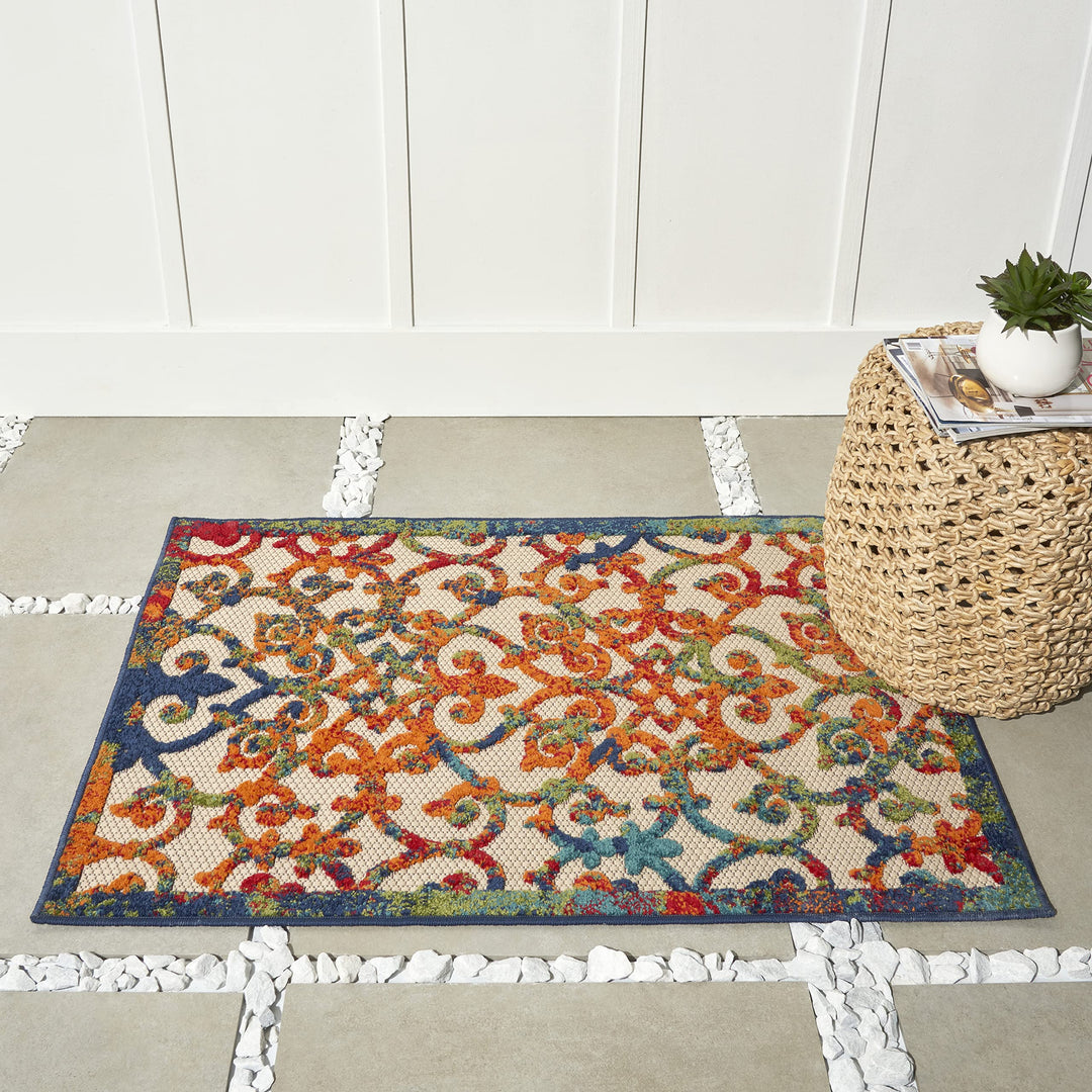 Nourison Aloha Indoor/Outdoor Multicolor 2'8" x 4' Area Rug Transitional 2'8" x 4' - Multi