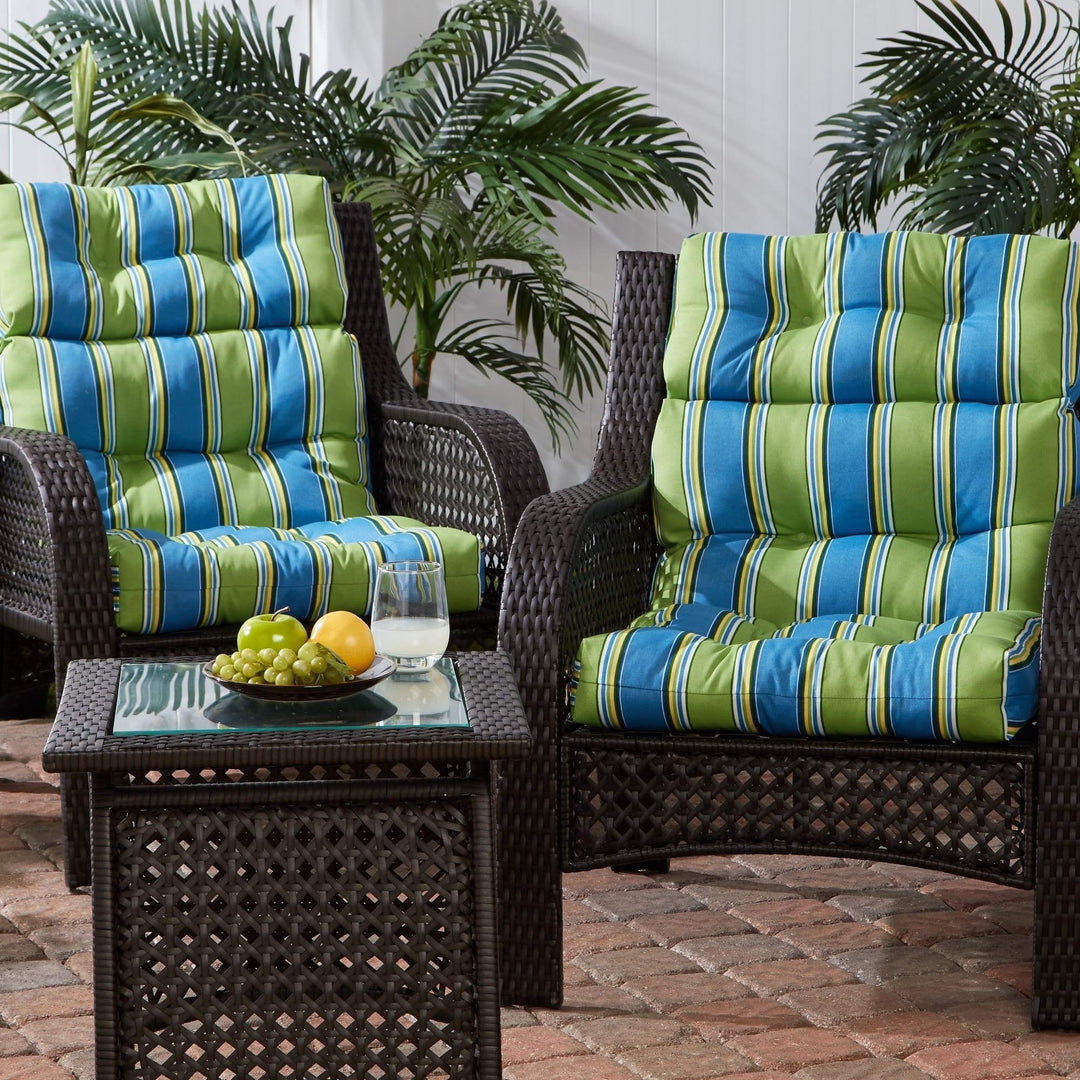 Cayman Stripe 22-inch X 44-inch Outdoor High Back Chair Cushion (Set of 2)